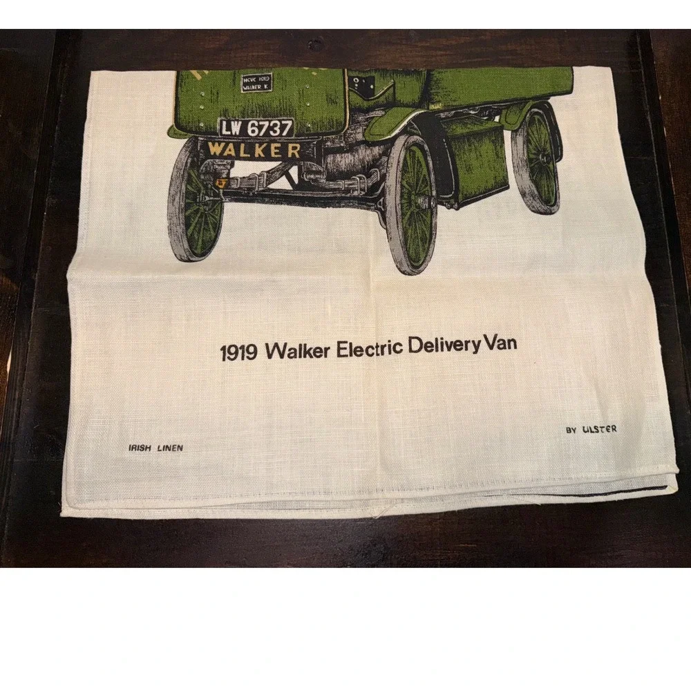 Vintage Harrods Irish Linen Tea Towel 1919 Walker Electric Delivery Van‎ Ulster